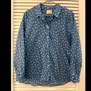 Sezane Ann Shirt Size 10 Color Mini Flowers on Blue